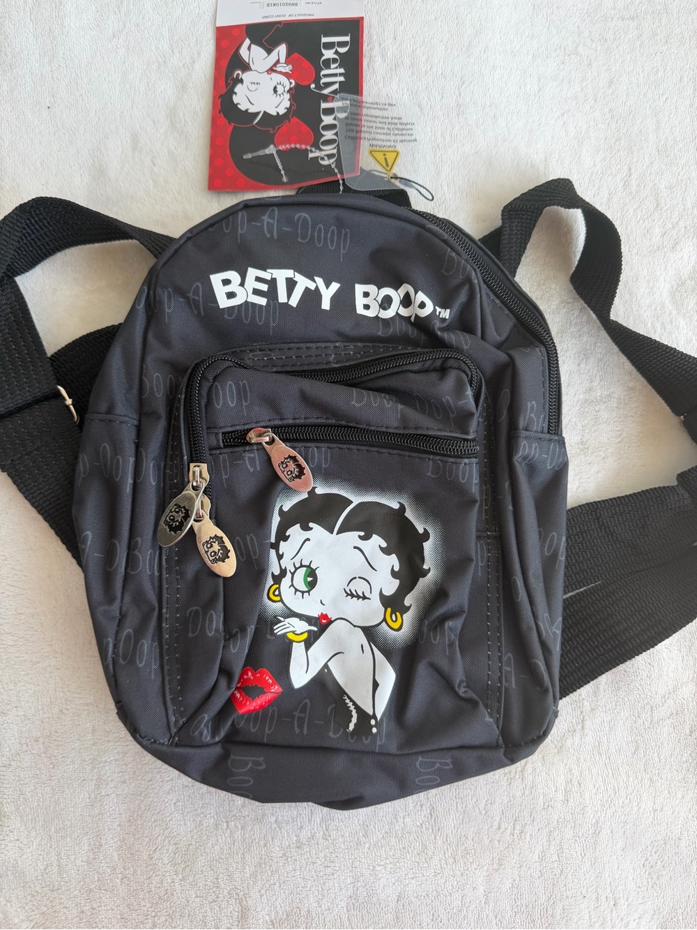 Betty Boop Black Mini Backpack with Red Accent